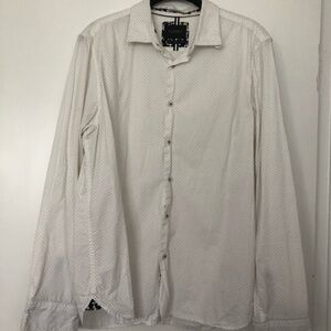 Cactus White polka dot Casual Button Down Shirt Lightweight Fabric